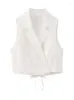 Kvinnors byxor Kvinnor 2023 Summer High midja Back dragkedja Fashion White raka långa damer Casual Linen Blending Solid Trousers Suit