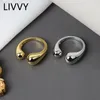 Cluster Ringe Livvy Silber Farbe Schmuck Doppelkugel Perlen Öffnung für Frauen Paar Trend Mode Geschenk 230630