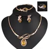 Ketting Oorbellen Set 2023 Vrouwen Mode Vintage Bamboe Ketting Kristallen Kettingen Armband Verstelbare Ring Vrouwelijke Huwelijkscadeau