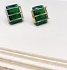 Stud Earrings High-Class Minority Grandmother Emerald With Rectangular Zircon Glass Stainless Steel Jewelry For Women