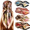 Sciarpe Sciarpa di lusso per donna Seta Fashion Ladies Scialli avvolgenti in raso stampato bohemien Femme Elegante Foulard quadrato 90 90cm