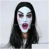 Party Masks Halloween Horror Scary LaTex Mask Female Ghost Head Haunted House Py For Adts Drop Delivery Home Garden Festive Supplies Dhzol