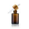 Shoulder Glass Essential Oil Perfume Bottles Transparent Amber Frosted 30ml 1oz Eye Dropper Bottle with Bamboo Cap