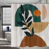 Shower Curtains Boho Mid Century Shower Curtain Abstract Beige Arch Sun Geometric Golden Leaves Cat Shower Curtain for Minimalistic Bathroom 230629