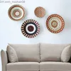 Wall Stickers Wall Stickers Nordic Style Round Minimalist Straw Decorations Woven Pattern Bohemian Ethnic Living Room Decoration 230225 Z230630