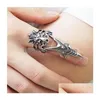 Cluster Rings Wholesale Mens Punk Skl Ring Leisure Alloy Fashion Hip Hop Leading Couple Drop Delivery Jewelry Ot6Ix