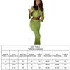 Work Dresses Y2K Dress Set Woman 2 Pieces Mesh Cropped Cardigan Bandage Long Skirt Two Piece Women Club Sexy Outfits Green Suit