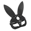 Máscaras de fiesta Sexy Girls Bunny Cospaly Anime Face Helemt Black Rabbit Ear PU Leather Masques Gifts 230630