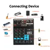 Amplifiers Portable Mental 4 Channels Mini Usb Audio Mixer Amplifier Console Bluetooth Record Phantom Sound Mixing Console with Sound Card