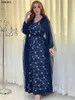 Etniska kläder Siskakia Arabiska kvinnor Chic Fix Mesh V Neck Long Sleeve Muslim Dubai Party Evening Dresses Corban Eid 230629
