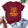 T-shirts pour femmes, cuisses épaisses, vibrations effrayantes, chemise drôle Halloween unisexe graphique Haruku femmes t-shirts à manches courtes Tshi