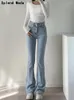 Women's Jeans Splend Moda 2023 Women Spring Fashion Young Style Single-breasted Denim Skinny Flare Pants Streetwear Chic Slim Zipper