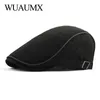 Wuaumx printemps été bérets chapeau hommes respirant gavroche casquettes pare-soleil hommes béret casquettes chevrons casquettes plates réglable Baret