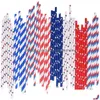 Dricker Straws 25st/Pack USA Flag Paper Sts 4th of Jy Patriotic Day Americana Temed Party Celebration Supplies Drop Delivery Home DH7ZF