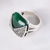 Klusterringar 2023 Fashion Simple Square Green Agate Silver Woman Ring Inlaid Stone S925 SMYCKE