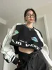 Kvinnors hoodies kosahiki hiphop lösa kvinnor harajuku kontrast färg lapptäcke överdimensionerad o-hals tröja y2k estetik grunge pullover