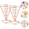 Conjuntos de talheres 2 Pcs Cone Snack Holder Display Stands Batatas Fritas Aço Inoxidável Mini Tabela Decoração Acessórios