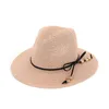 Breda randen hattar hink mode sommar kvinnor halm fedora hatt med bowknot casual platt panama strand för damer flickor reser sunhat gh 632 230629