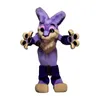 Canine chat Fursuit Husky Costume de mascotte violet jambe droite Costume Halloween accessoires de fête à la main longue fourrure chien