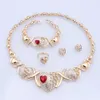 Set di gioielli da bacio a forma di cuore con strass Set di orecchini per bracciale con anello collana Xoxo gioielli placcati oro rosso da sposa