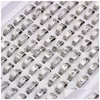 Anneaux De Bande 100 Pcs Mode Creux Sier Couleur En Acier Inoxydable Pour Hommes Femmes Mix Animal Amour Jésus Etc Style Taille 17Mm À 21Mm Drop D Ot3Pe