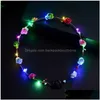 Decoraciones navideñas Holiday Flashing Led Hairbands Strings Glow Flower Crown Headbands Light Birthday Party Garland Drop Delivery Dhvn8