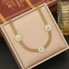 Choker 316l Collier de charme en pierre bleu en acier inoxydable pour femmes Gift bijoux de fête à la chaîne à mailles larges vintage