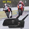 Écouteurs interphones V6 Pro Bluetooth casque de moto interphone casque avec 1200 m étanche BT interphone communicateur pour 6 coureurs