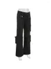 Women's Jeans Kalevest Y2K Cargo Pants Black Vintage Women Arrive Low Rise Gothic Rave Outfits Pockets Pantalones For Female