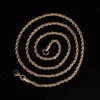 Excellent Jewelry 2mm 3mm 4mm 5mm 6mm Hip hop 14k 18k Gold Plated Stainless Steel Jewelry Wholesale Twist Rope Chain Necklace