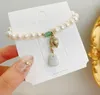 Link Bracelets Retro Chinese Style Pearl Simple Jade Pendant Bracelet Adjustable For Women Fashion Jewelry