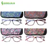 Sunglasses SOOLALA Square Spring Hinge Floral Printed Anti Blue Light Reading Glasse Presbyopic with Cases 0 5 0 75 to 4 0 230629