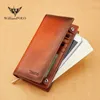 Portefeuilles WILLIAMPOLO en cuir véritable hommes portefeuille affaires pochette longue Vintage grande capacité titulaire pour hommes