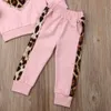 Ensembles de vêtements 1 5 ans automne hiver enfant en bas âge enfants bébé filles vêtements survêtement rose à manches longues léopard hauts pantalons tenues 230630