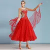 Ropa de escenario Vestidos de competición de baile de salón Mujeres Lycra Manga larga Ropa de baile de vals Disfraces de rendimiento moderno estándar Ropa de baile