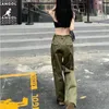 Pantalon Femme Armée Vert Cordon Cargo Pour Femme Été Mince Lâche Taille Haute Leggings Mince Jambe Large Décontracté