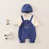 Комплекты одежды 315M Весна Осень Новорожденный Мультфильм Одежда Baby Girl Boy Romper Infant Cute Bears Хлопок Мягкий комбинезон для младенцев с вязаной шапочкой J230630