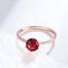 Anillos de racimo Buyee, anillo de oro rosa para mujer, cristal rojo claro, Plata de Ley 925, dulce dedo para mujer, chica, joyería clásica, círculo