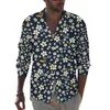 Männer Casual Hemden Lila Ditsy Blumen Hemd Herbst Blumen Druck Männlich Trendy Blusen Langarm Streetwear Kleidung Plus Größe