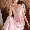 Vêtements de nuit pour femmes été coton Vintage sans manches fée élégante femme princesse chemise de nuit dentelle longues chemises de nuit lâche Royal vêtements de nuit