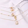 Charms Fashion Böhmen Soft Clay Shell Star Sun Pendant Chain Layered Necklace For Women Charm Simple Summer Beach Jewelry Girls Gift 230630