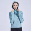 Aktiva skjortor Kvinnor Yoga Top Athletic Long Sleeve Gym Wear Sports Crop Hoodies Fitness 17-14 för toppar