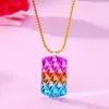 Pendentif Colliers Lovecryst 1pcs Fade Couleur Forme Carrée Pour Enfants Filles Mode Cadeaux D'amitié