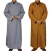 エスニック服2色Shaolin Temple Costume Zen Buddhend Robe Lay Monk Meditation Gown仏教服セットトレーニングユニフォームS261x