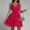 Casual Dresses Short Elegant For Women Summer Sleeveless Tunic Mesh Mini Dress Fashion Sexy Pink Fomal Wedding Evening Party 2023