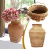 Vases Handmade Rattan Vase Flower Pot Holder Plant Storage Wicker Vases Decor Woven Flower Basket Storage Home Decor 230628