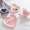 Set di stoviglie Stoviglie in ceramica smerigliata Piatto da colazione Piatto a cuore d'amore Ciotola a forma di cuore Piatto per coppia Piatti da dessert creativi hollowware T191218 Z230630