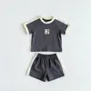 Ensembles de vêtements 2023 été bébé garçon enfants coton lettre à manches courtes t-shirt Shorts tenues coréen décontracté filles court