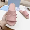 Zapatilla de mujer de tejido de paja de diseñador clásico, sandalia de cuero para vacaciones en la playa, tobogán de baño para interiores y exteriores con tamaño de caja 35-42