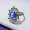 Кластерные кольца классическая маркиза в форме CZ акцент Accent Blue Oval Stone Регулируемый развлечение цветов Домашние Учитель Учитель Сад подарки аксессуар